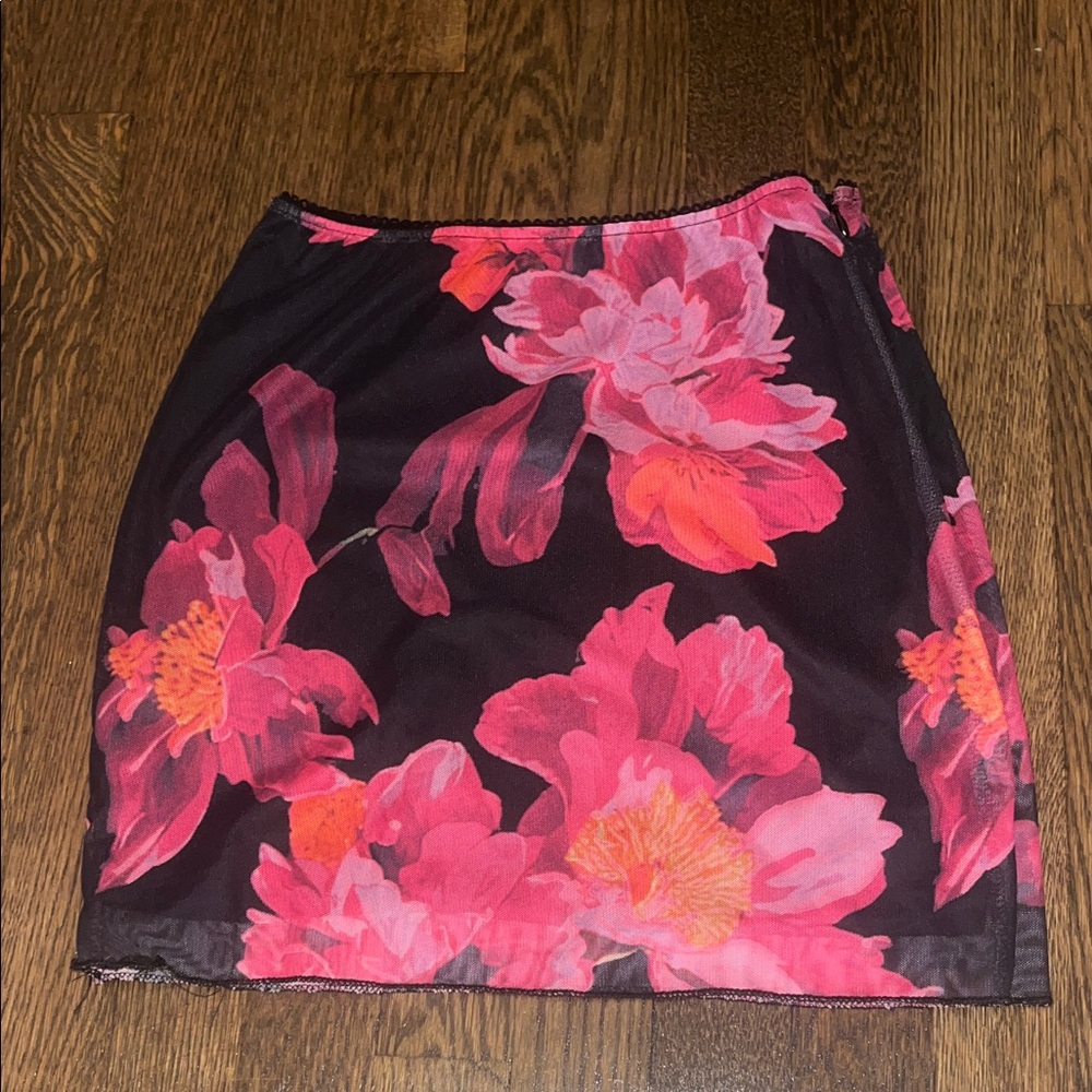 Floral Black and Pink Women's Skirt